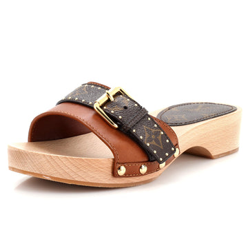 Louis Vuitton Women's Cottage Mules Leather with Monogram Canvas