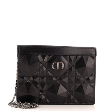 Christian Dior Caro Zipped Pouch With Chain Diamond Motif Cannage Calfskin