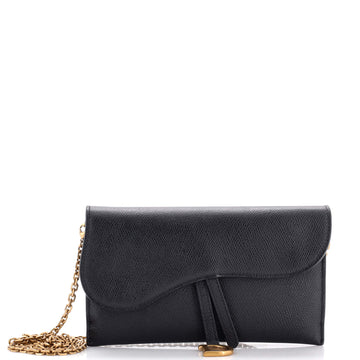 Christian Dior Saddle Chain Wallet Leather