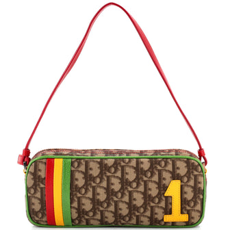 Christian Dior Vintage Rasta Baguette Shoulder Bag Diorissimo Canvas