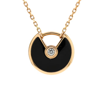 Cartier Amulette de Cartier Pendant Necklace 18K Pink Gold with Onyx and Diamond XS