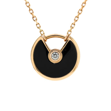 Cartier Amulette de Cartier Pendant Necklace 18K Pink Gold with Onyx and Diamond XS