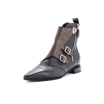 Louis Vuitton Women's Jumble Flat Ankle Boots Leather and Monogram Canvas
