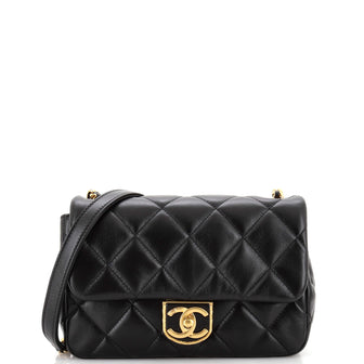 Chanel Quilt Metal Edge CC Flap Bag Quilted Lambskin Small