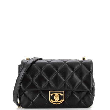 Chanel Quilt Metal Edge CC Flap Bag Quilted Lambskin Small