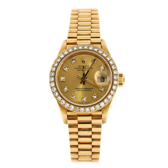 Rolex Oyster Perpetual President Datejust Automatic Watch Yellow Gold with Diamond Bezel and Markers 26