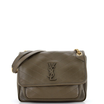 Saint Laurent Niki Chain Flap Bag Matelasse Chevron Leather Medium
