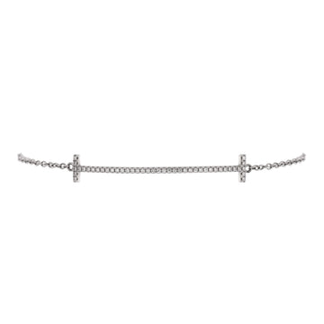 Tiffany & Co. T Smile Chain Bracelet 18K White Gold with Diamonds Medium