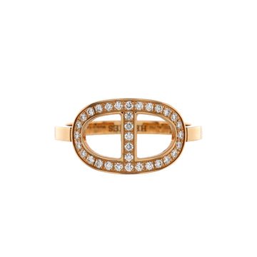Hermes Chaine d'Ancre Contour Ring 18K Rose Gold and Diamonds Medium