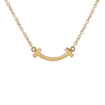 Tiffany & Co. T Smile Pendant Necklace 18K Yellow Gold Mini