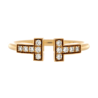Tiffany & Co. T Wire Ring 18K Yellow Gold with Diamonds