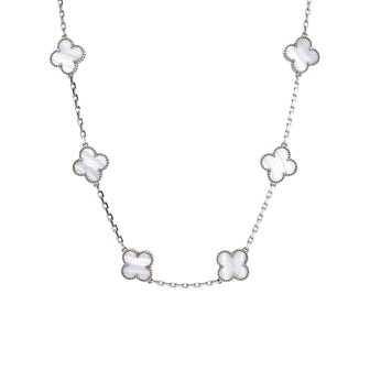 Van Cleef & Arpels Vintage Alhambra 10 Motifs Necklace 18K White Gold and Chalcedony