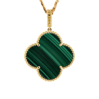 Van Cleef & Arpels Magic Alhambra Pendant Necklace 18K Yellow Gold and Malachite