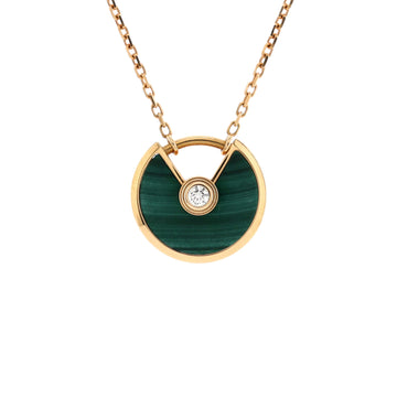 Cartier Amulette de Cartier Pendant Necklace 18K Rose Gold with Malachite and Diamond XS