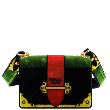 Prada Cahier Crossbody Bag Printed Velvet Small