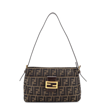 Fendi Vintage Pocket Shoulder Bag Zucca Canvas Small