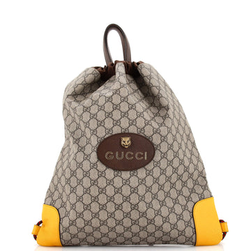 Gucci Neo Vintage Drawstring Backpack GG Coated Canvas Large