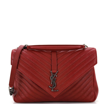 Saint Laurent Classic Monogram College Bag Matelasse Chevron Leather Large