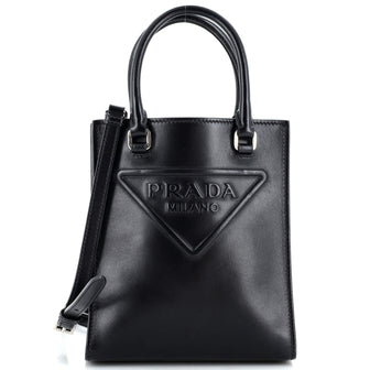 Prada Logo Drill Tote Leather Mini