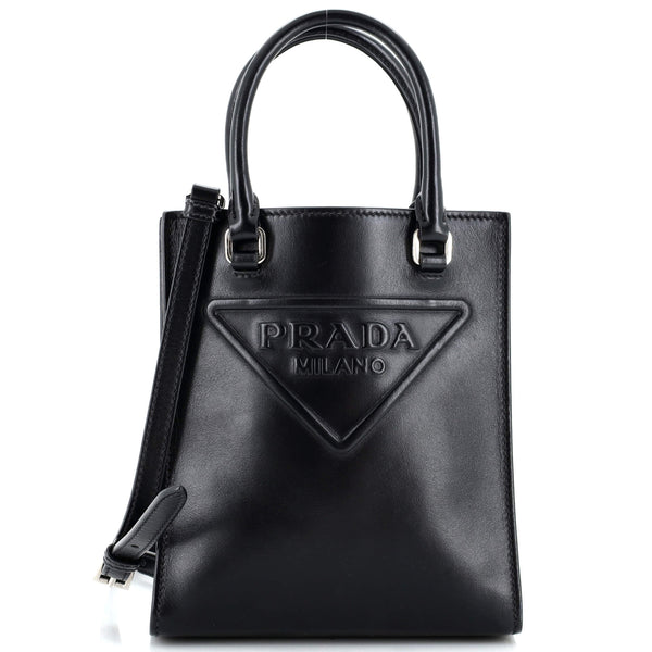 Prada Logo Drill Tote Leather Mini 270855