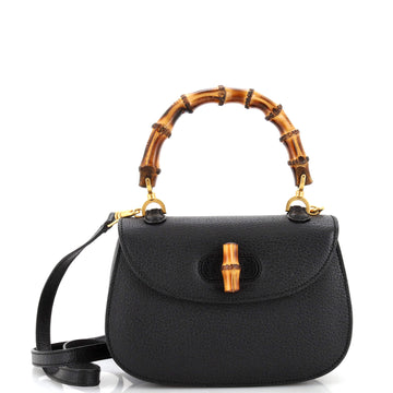 Gucci Vintage Convertible Bamboo Top Handle Bag Leather Small