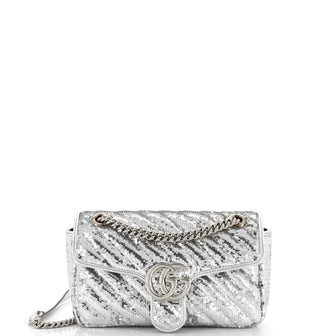 Gucci GG Marmont Flap Bag Diagonal Quilted Sequins Small