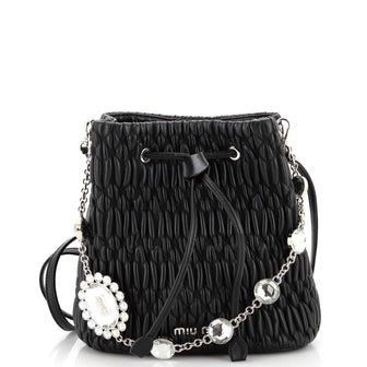 Miu Miu Crystal Bucket Bag Matelasse Leather Small