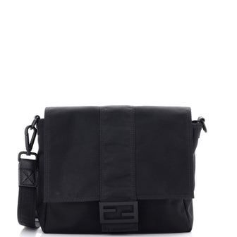 Fendi Baguette Flap Messenger Bag Nylon Medium