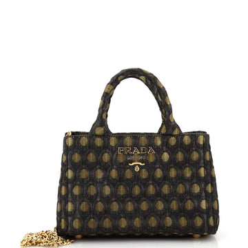 Prada Canapa Convertible Tote Broccato Fabric Micro
