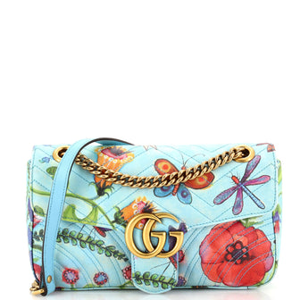 Gucci GG Marmont Flap Bag Printed Matelasse Leather Small