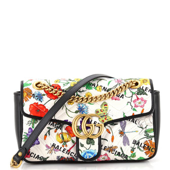 Gucci x Balenciaga The Hacker Project GG Marmont Flap Bag Matelasse Floral Canvas Small