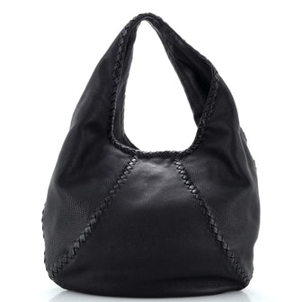 Bottega Veneta Baseball Hobo Leather with Intrecciato Detail Medium