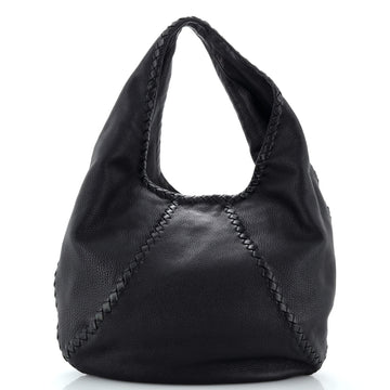 Bottega Veneta Baseball Hobo Leather with Intrecciato Detail Medium