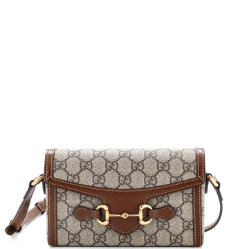 Gucci Horsebit 1955 Flap Crossbody Bag GG Coated Canvas Mini