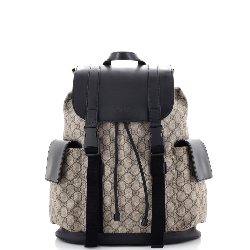 Gucci Double Pocket Buckle Backpack GG Coated Canvas Large  display picture 3
