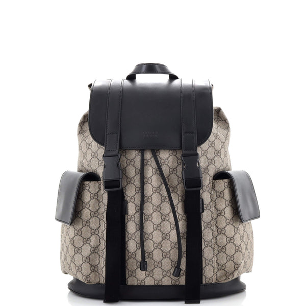 Gucci Double Pocket Buckle Backpack GG Coated Canvas Large  display picture 1