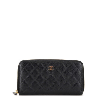 Chanel Zip Around Wallet Quilted Caviar Long