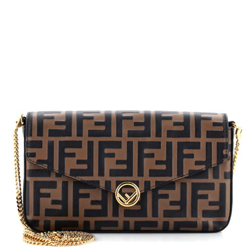 Fendi F is Fendi Envelope Clutch on Chain Zucca Embossed Leather