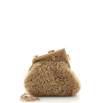 Fendi First Charm Crossbody Bag Shearling Nano