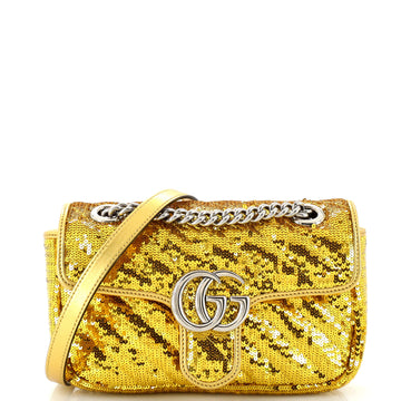 Gucci GG Marmont Flap Bag Diagonal Quilted Sequins Mini