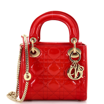 Christian Dior Lady Dior Chain Bag Cannage Quilt Patent Mini