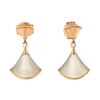 Bvlgari Divas' Dream Drop Earrings 18K Rose Gold with Mother of Pearl and Diamonds