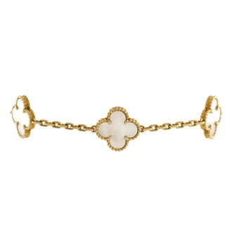 Van Cleef & Arpels Vintage Alhambra 5 Motifs Bracelet 18K Yellow Gold and Mother of Pearl