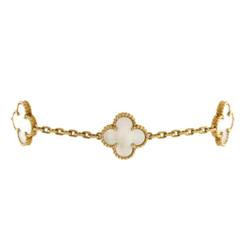 Van Cleef & Arpels Vintage Alhambra 5 Motifs Bracelet 18K Yellow Gold and Mother of Pearl