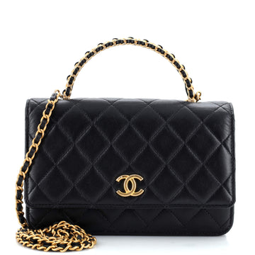 Chanel Pick Me Up Logo Handle Wallet on Chain Quilted Lambskin