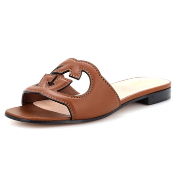 Gucci Women's Interlocking G Cut-Out Slide Sandals Leather