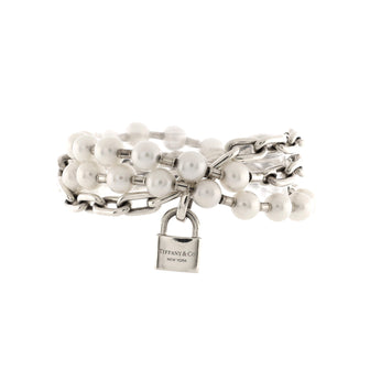 Tiffany & Co. HardWear Pearl Lock Wrap Bracelet Sterling Silver with Pearls