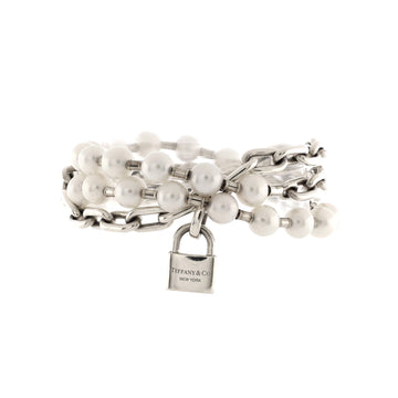 Tiffany & Co. HardWear Pearl Lock Wrap Bracelet Sterling Silver with Pearls