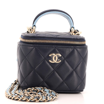 Chanel Classic Top Handle Vanity Case with Chain Quilted Lambskin Mini