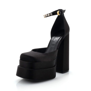 Versace Women's Medusa Aevitas Platform Pumps Satin with Crystals